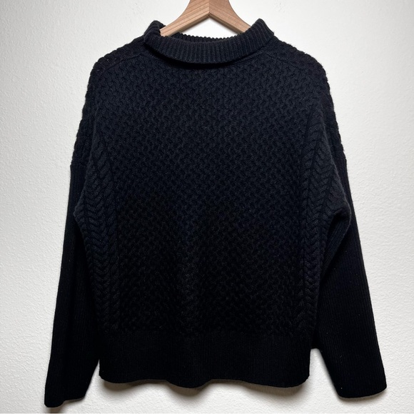 AYR Women Chunky Knit Le Square Sweater XL Black Boxy Extra Fine Merino Wool - Picture 8 of 8